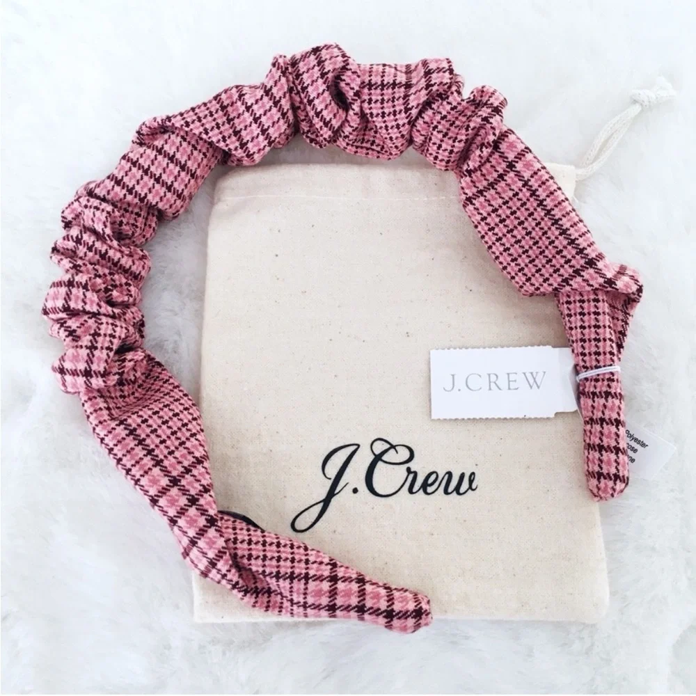 J. Crew Pink Plaid Checkered Scrunchie Women’s Headband